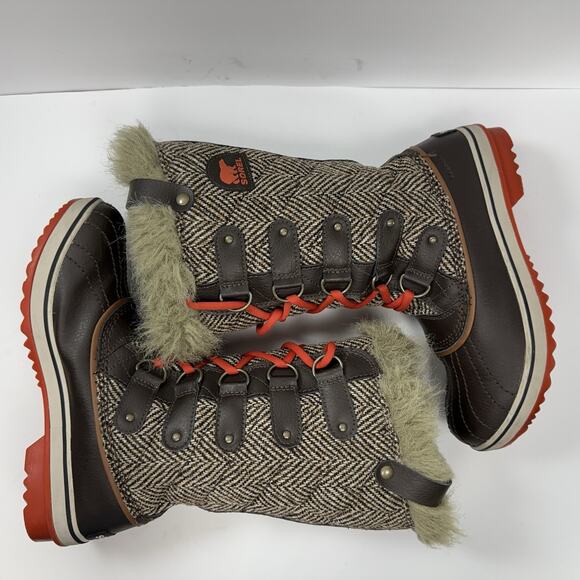 Sorel Tofino Tall Winter Boots Waterproof Size 8 Herringbone Quilted Lace Up - Picture 7 of 11